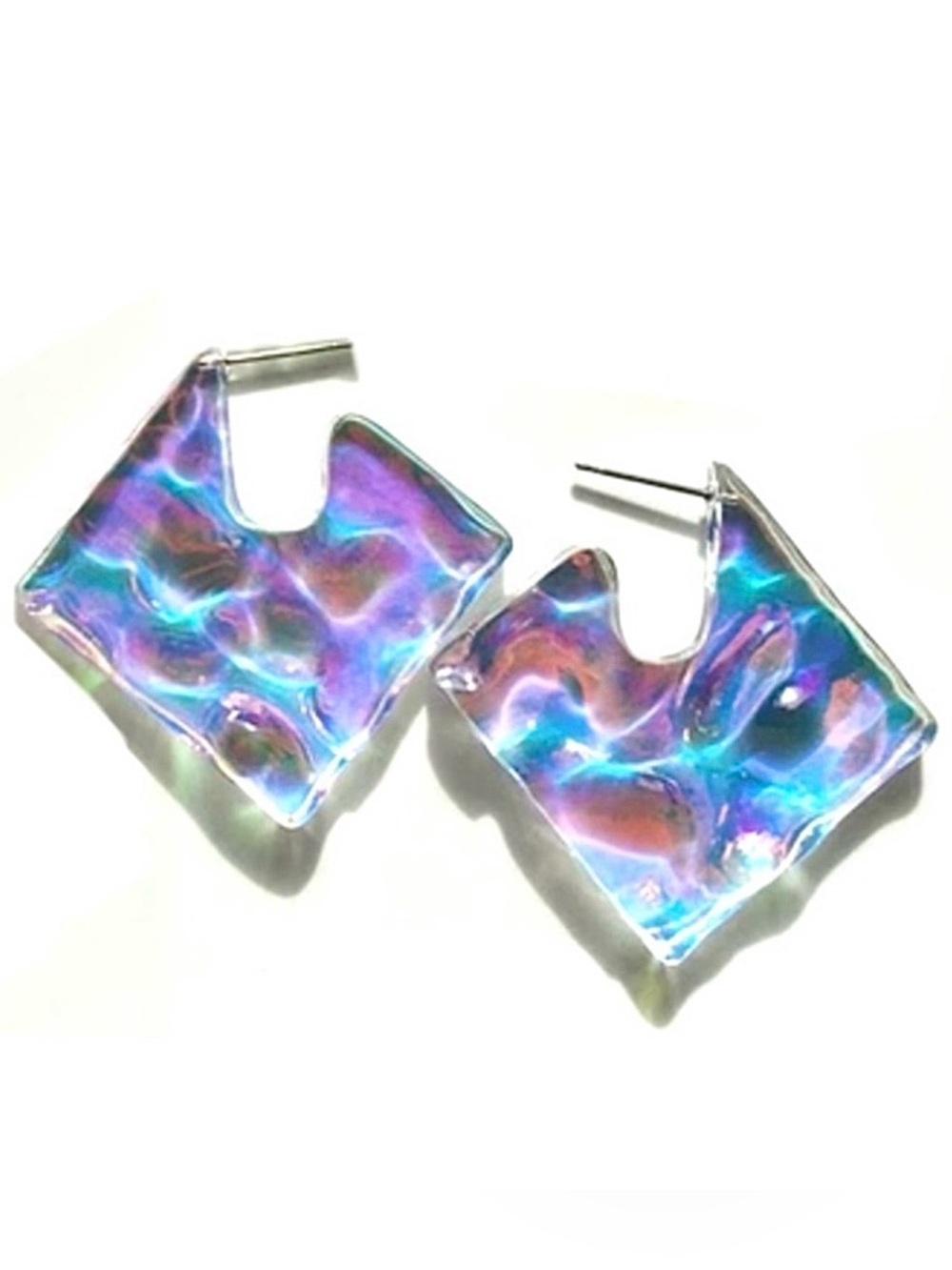 “Rippling Ice Cube” Holo Wavy Caustics Water Refraction Pool Swell Square Hoops